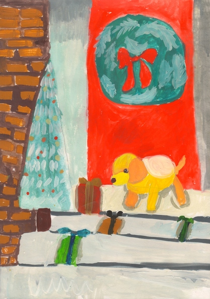 10357 Анжеліка Ліхошва. Вік 6 років. Цуцик на Різдво. Номінація-живопис. Техніка-гуаш..jpg