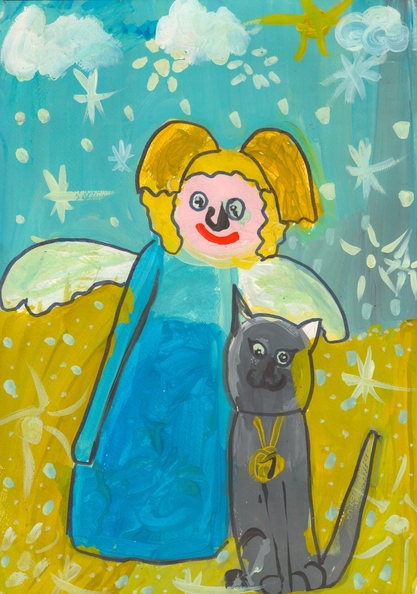 10357 Анна Костогриз. Вік 6 років. Янгол з котиком. Номінація-живопис..jpg