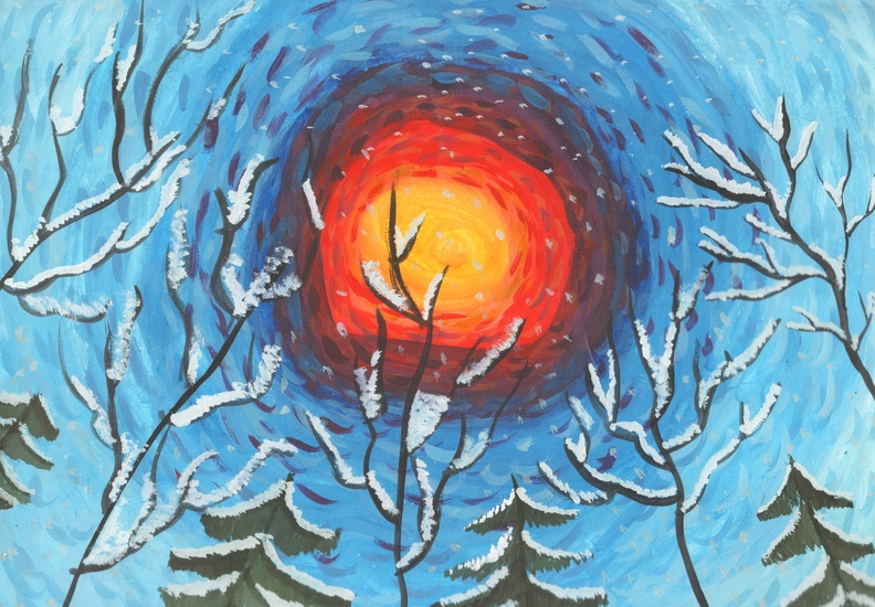 821 Марія Лозова. Вік 8 років. Дерева в снігу. Номінація-живопис. Техніка-гуаш..jpg