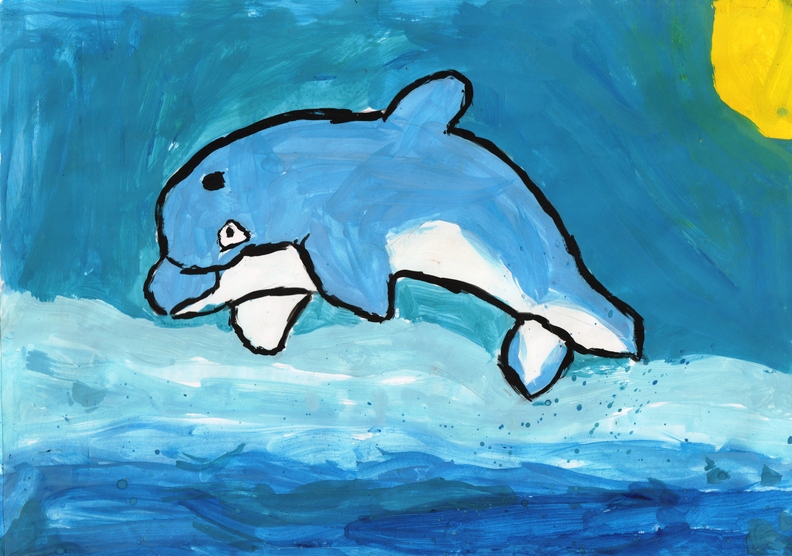 12164 Mika Phung. Вік 6 років. Дельфін в морі. Номінація-живопис. Техніка-гуаш..jpg