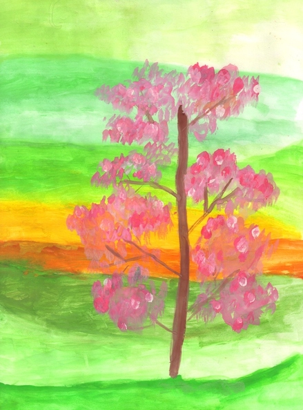 12164 Аріна Кострова. Вік 9 років. Дерево квітне. Номінація-живопис. Техніка-гуаш..jpg