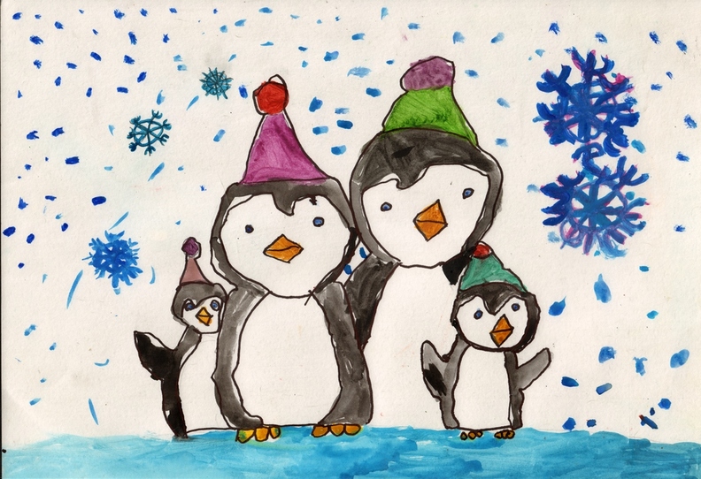 12260 Михайло Шейнерман. Вік 6 років. Сім`я пінгвінів. Номінація-живопис. Техніка-акварель..jpg