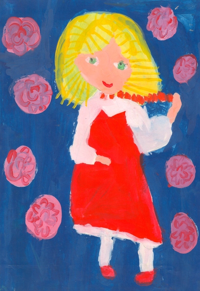 10357 Юлія Миколайчук. Вік 5 років. Дівчинка серед квітів. Номінація-живопис. Техніка-гуаш..jpg