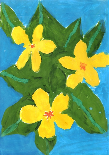 Mika Phuna Вік 7 років. Жовті квіти. Номінація-живопис. Техніка-гуаш.jpg