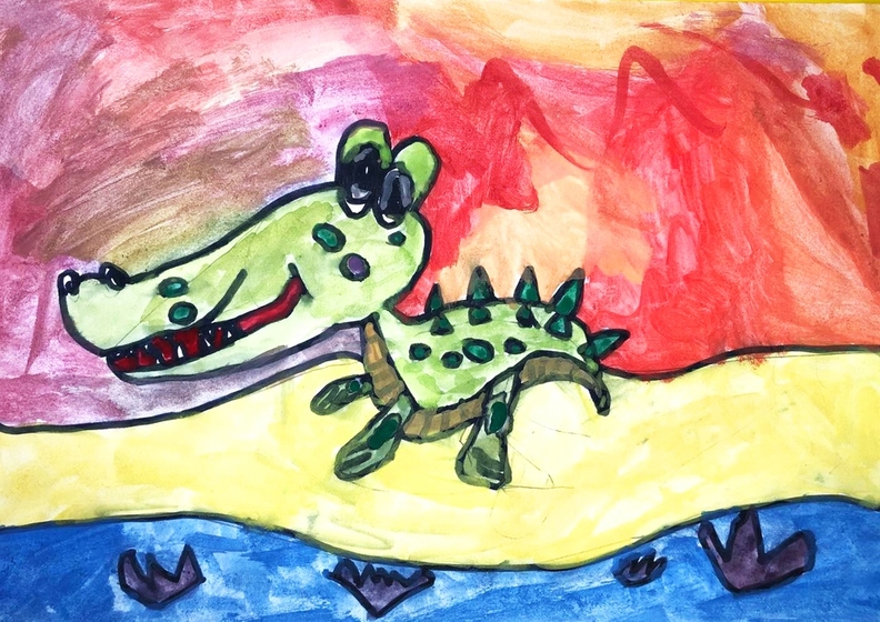 821 Маргарита Чижик Вік 6 років Крокодил Номінація живопис Змішана техніка.jpg
