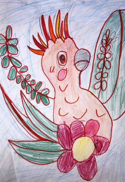 821 Маргарита Чижик Вік 6 років Рожевий папуга Номінація графіка Змішана техніка.jpg