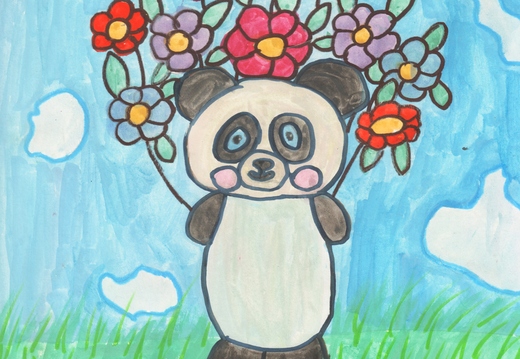 Панда з квітами