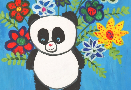 Панда з квітами