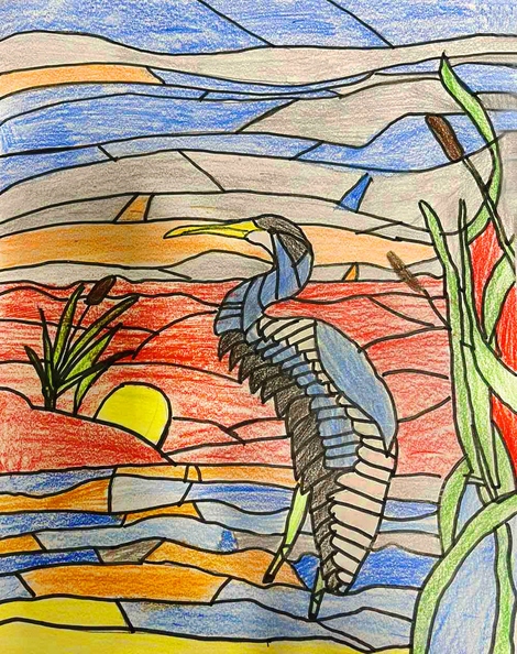 8457 Мария Катрук  Чарівна птаха 10 графіка кольорові олівці .jpg