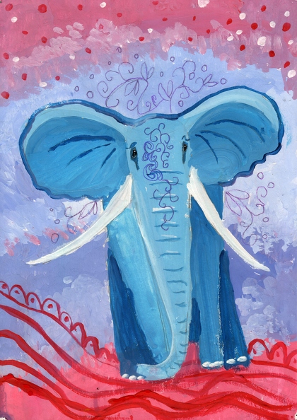 12260 Анна Кожаріна. Вік 6 років. Слон на лавандовому полі.  Номінація - живопис. Техніка - гуаш. (1).jpg