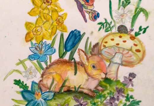 Rabbit among flowers