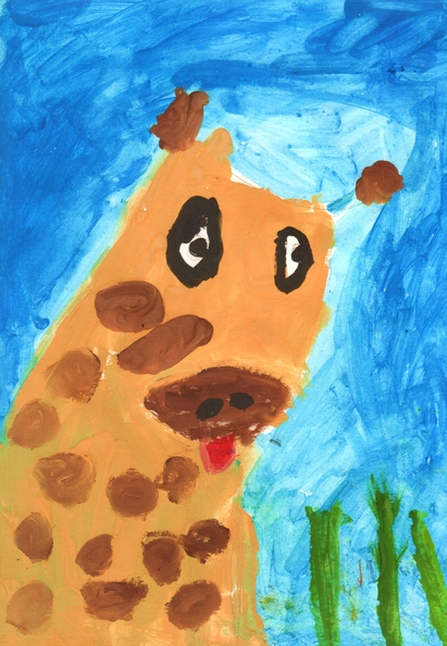 5246 Сара-Марія Бабак. Вік 3 роки. Плямистий жираф. Номінація-живопис. Техніка-гуаш..jpg