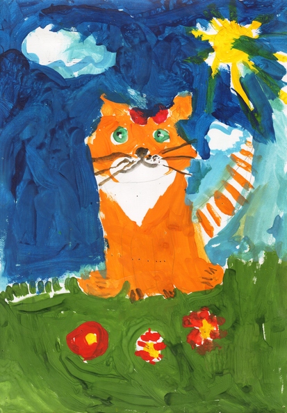 12164 Ангеліна Тимощук. Вік 5 років. Рижий кіт. Номінація-живопис. Техніка-гуаш..jpg