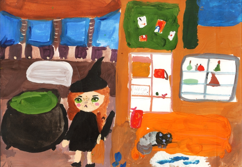 12164 Дарина Усенко. Вік 9 років. Маленька чаклунка. Номінація-живопис. Техніка-гуаш..jpg