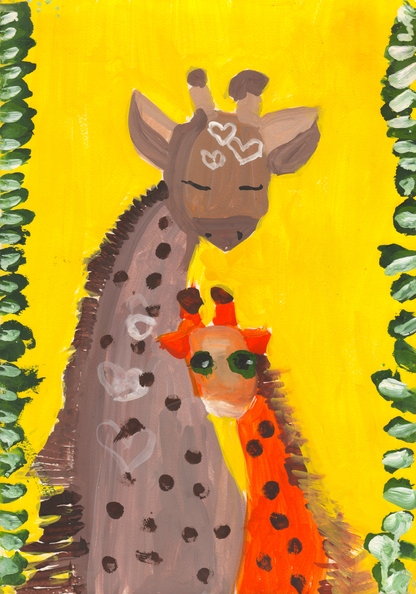 10357 Катерина Буцан. Вік 4 роки. Жирафики. Номінація-живопис. Техніка-гуаш..jpg