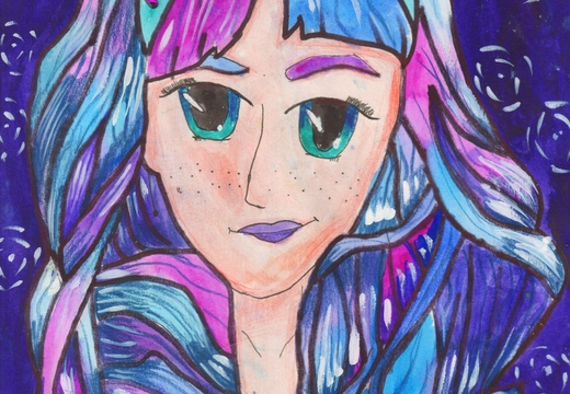 Дівчинка з фіолетовими волосям