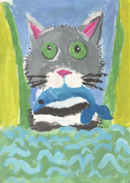 16643 Микола Мамон. Вік 6 років. Кіт за обідом. Номінація-живопис. Техніка-гуаш..jpg