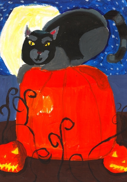 10357 Іванна Сафонова. Вік 7 років. Чорний кіт. Номінація-живопис. Техніка-гуаш..jpg