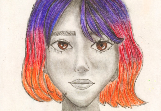 Дівчина з різнокольоровим волоссям