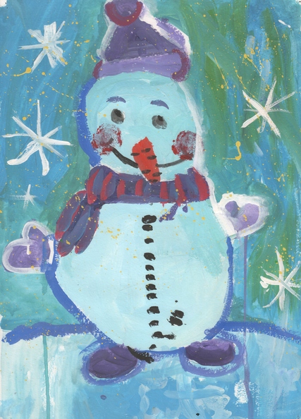 16643 Поліна Голубан. Вік 5 років. Сніговик. Номінація-живопис. Техніка-гуаш. (1).jpg