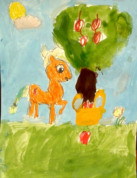18020 Аліна Снітко. Вік 5 років. Поні з яблучками. Номінація - живопис. Техніка - гуаш.jpg