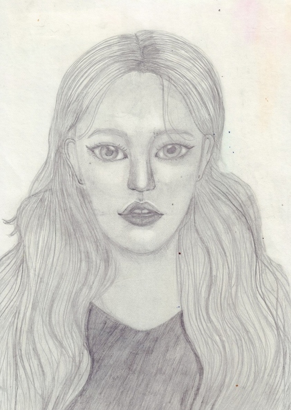 821. Автор - Біляєва Катерина. Вік 10 років. Портрет дівчини. Номінація - графіка. Техніка - простим олівцем..jpg