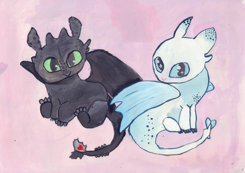 821. Автор - Войтенкова Софія. Вік 9 років. Нічна та денна фурія. Номінація - живопис. Техніка - гуаш..jpg