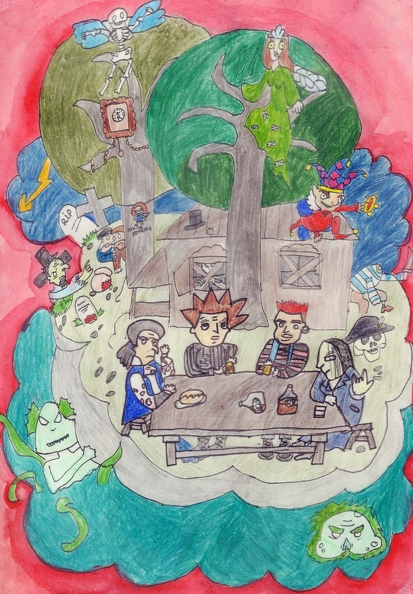 821. Автор - Коробка Ярослав. Вік 11 років. Чарівний ліс. Номінація - графіка. Техніка - змішана..jpg