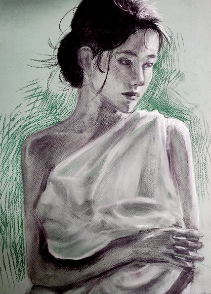 821. Автор - Ткаленко Єва. Вік 16 років. Погляд. Номінація - графіка. Техніка - змішана.jpg