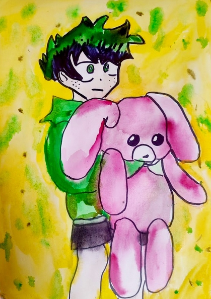 821. Автор - Туровець Соломія. Вік 9 років. Хлопчик з іграшкою. Номінація - живопис Техніка - акварель.jpg