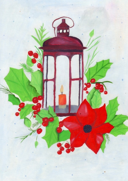 821. Автор - Щербакова Дар_я. Вік 13 років. Різдвяний ліхтар. Номінація - живопис. Техніка - гуаш..jpg