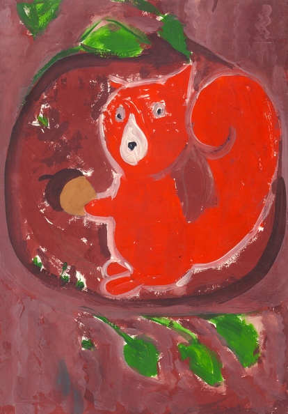 18020. Автор - Щерба Марія. Вік 5 років. білочка з горішком. Номінація - живопис. Техніка - гуаш..jpeg