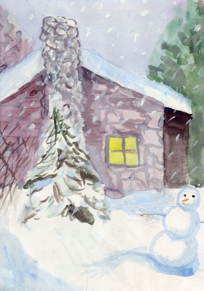 20845. Автор - Григоров Давід. Вік 16 років. Зимовий вечір. Номінація - живопис. Техніка - живопис, акварель..jpg