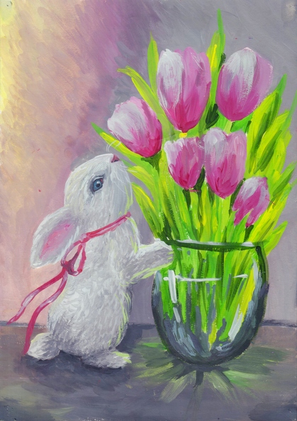 1-821. Автор - Бондаренко Олена. Вік 10 років. Пасха. Номінація - живопис. Техніка - гуаш..jpg