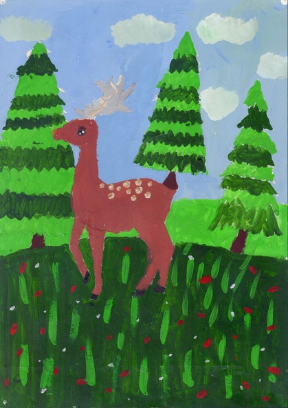 1-821. Автор - Даскалиця Андрій. Вік 10 років. Олень. Номінація - живопис. Техніка - гуаш..jpg