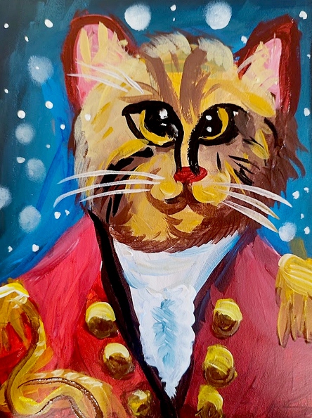 1-821. Автор - Писаревський Сергій. Вік 8 років. Королівський кіт. Номінація - живопис. Техніка - акриловий живопис.jpg
