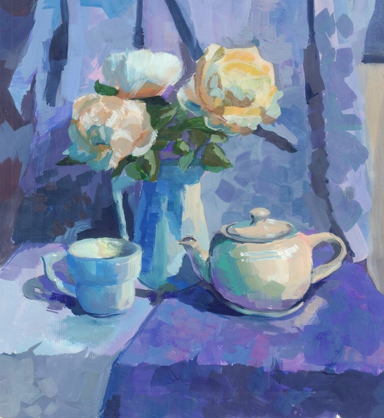 1-821. Автор - Ткаленко Єва. Вік 17 років. Синій натюрморт. Номінація - живопис. Техніка - гуаш..jpg