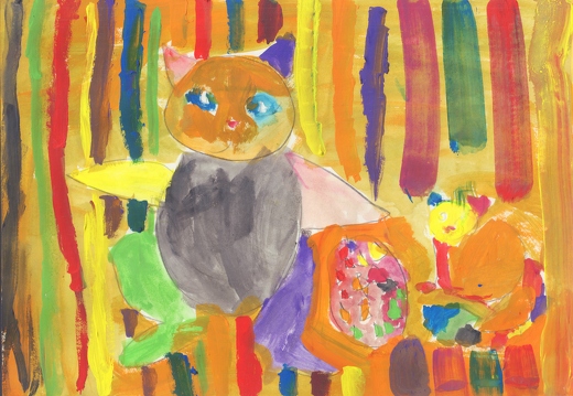 Мама кішка та кошеня.