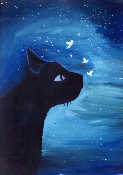 1-821. Автор - Нестерук Анна. Вік 12 років. Котик. Номінація - живопис. Техніка - гуаш..jpg