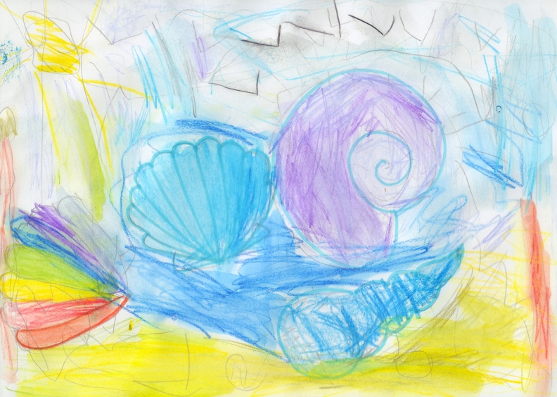 2-18020. Автор - Кабанов Андрій. Вік 6 років. Кольорові мушлі. Номінація - графіка. Техніка - олівці акварельні..jpg