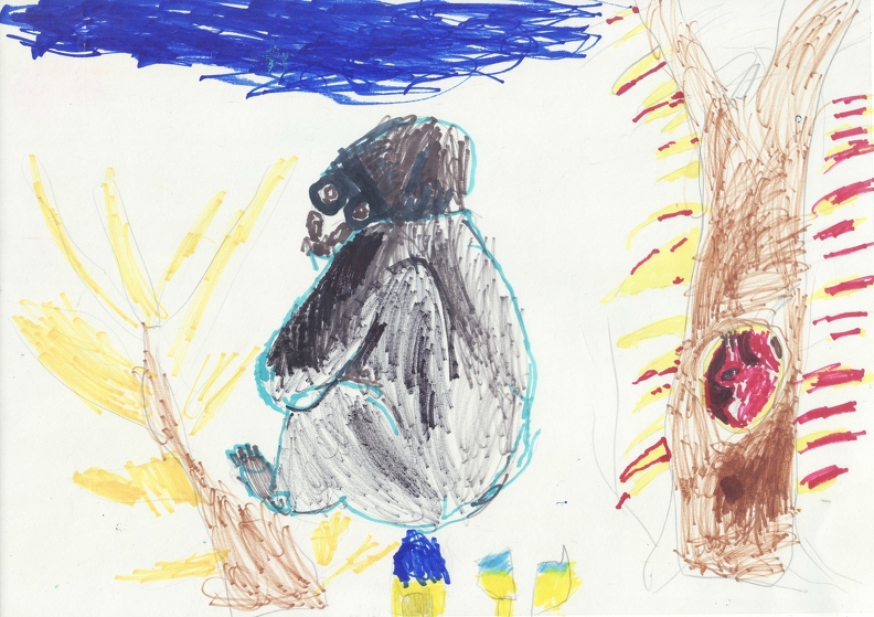 3-21416. Автор - Гацанюк Мирослав. Вік 5 років. Мавпа. Номінація - графіка. Техніка - маркери..jpg