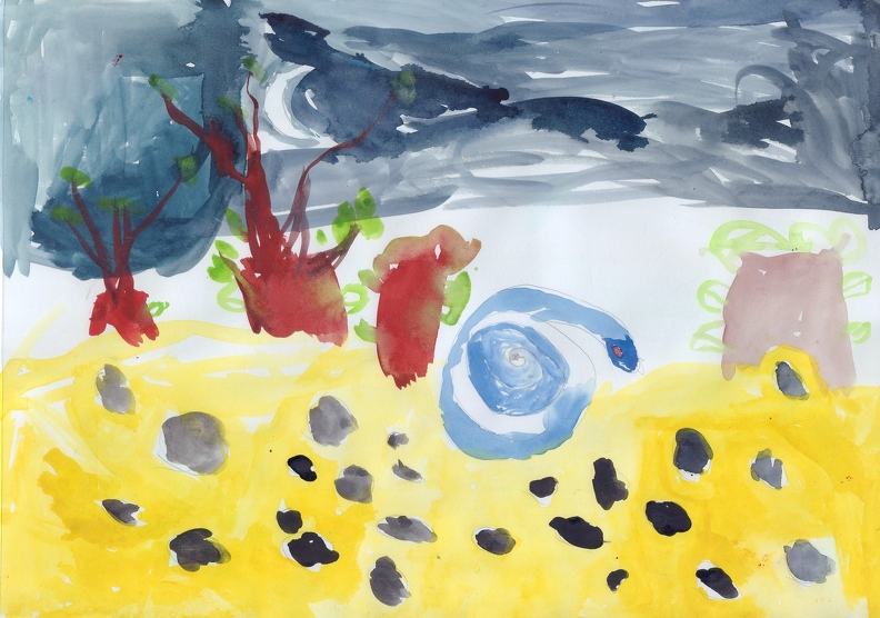 21416. Автор - Гацанюк Мирослав. Вік 5 років. Синя змія вночі. Номінація - живопис. Техніка - акварель..jpg