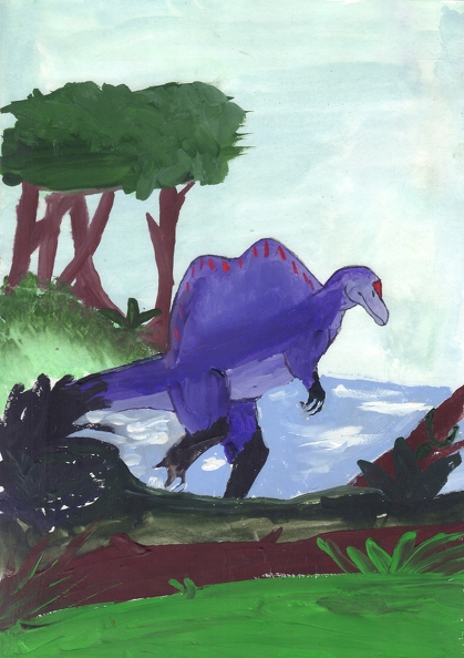 21416. Автор - Данильченко Софія. Вік 11 років. Спинозавр. Номінація - живопис. Техніка - гуаш..jpg