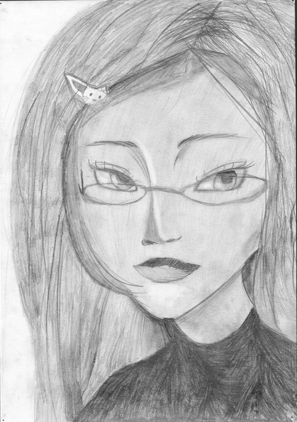 01-821. Автор - Айдемська Вікторія. Вік 11 років. Дівчинка в окулярах. Номінація - графіка. Техніка - простий олівець..jpg