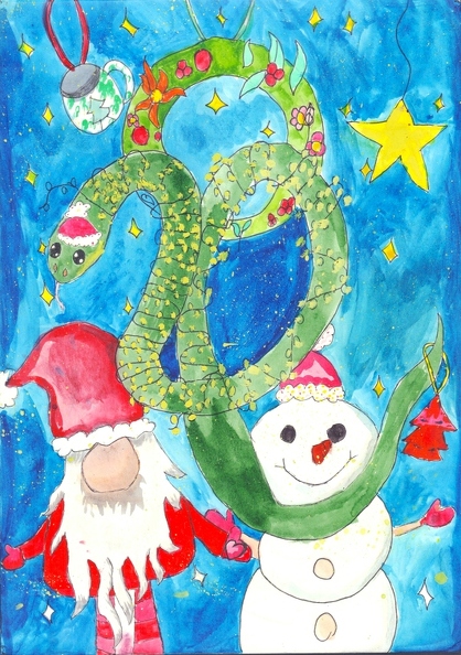 01-821. Автор - База Марія. Вік 9 років. Змія. Номінація - живопис. Техніка - акварель.jpg