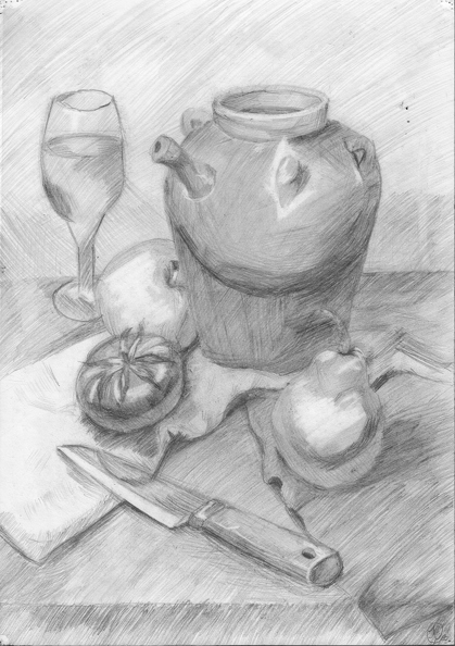 01-821. Автор - Біляєва Катерина. Вік 12 років. Натюрморт. Номінація - графіка. Техніка - простим олівцем..jpg