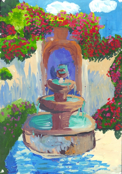 01-821. Автор - Бондаренко Дар_я. Вік 8 років. Фонтан. Номінація - живопис. Техніка - гуаш.jpg