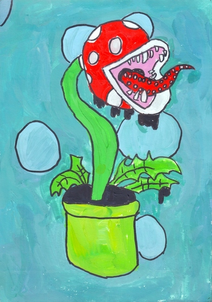 01-821. Автор - Соколовський Матвій. Вік 9 років. Хижа квітка. Номінація - живопис. Техніка - гуаш..jpg