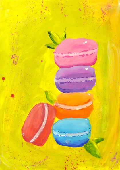 03-18020. Автор - Сосінович Варвара. Вік 7 років. Макаруні. Номінація - живопис. Техніка - гуаш..jpg