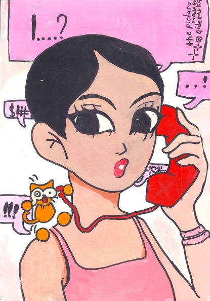 01-821. Автор - Айдемська Вікторія. Вік 11 років. Телефонна розмова. Номінація - живопис. Техніка - гуаш.jpg